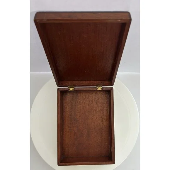 Vintage Wooden Jewelry Keepsake Trinket Box Floral Grandmacore Cottagecore 7"x5" - Picture 3 of 10